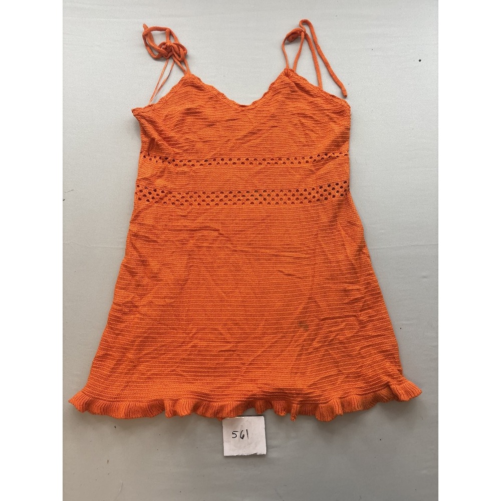 Madden Girl Womens Orange Knit Eyelet Mini Dress Ruffle Hem Strappy 2X Plus